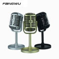 Non Working Booth Golden Retro Classical Vintage Microphone Mic With Round Base For Display